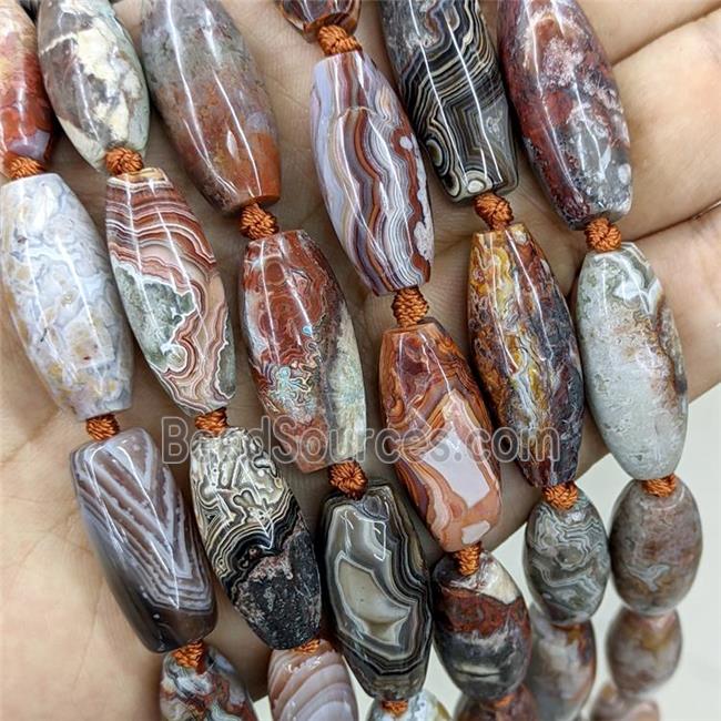 Natural Crazy Lace Agate Rice Beads