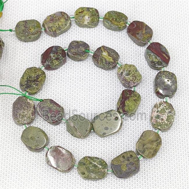 Natural Dragon Bloodstone Rectangle Beads Green