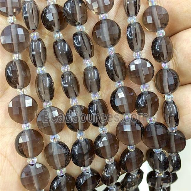 Ice Gray Obsidian Beads Faceted Coin