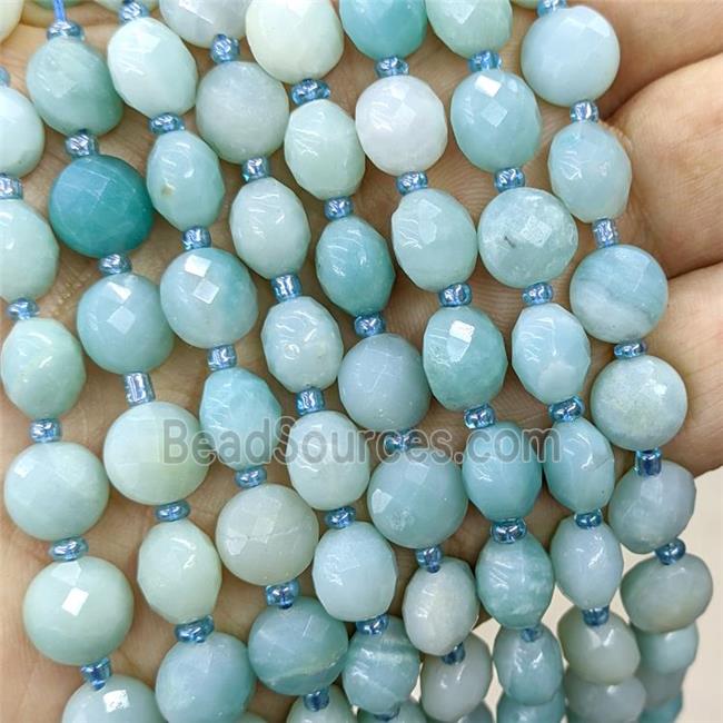 Natural Blue Amazonite Beads Faceted Coin