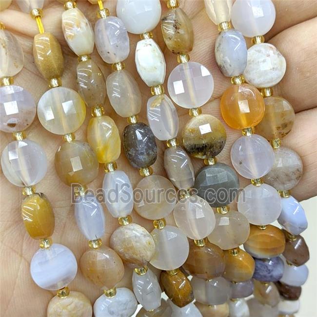 Natural Ocean Chalcedony Beads Multicolor Faceted Coin