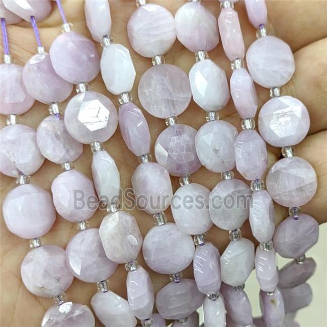 Natural Kunzite Beads Purple Faceted Coin