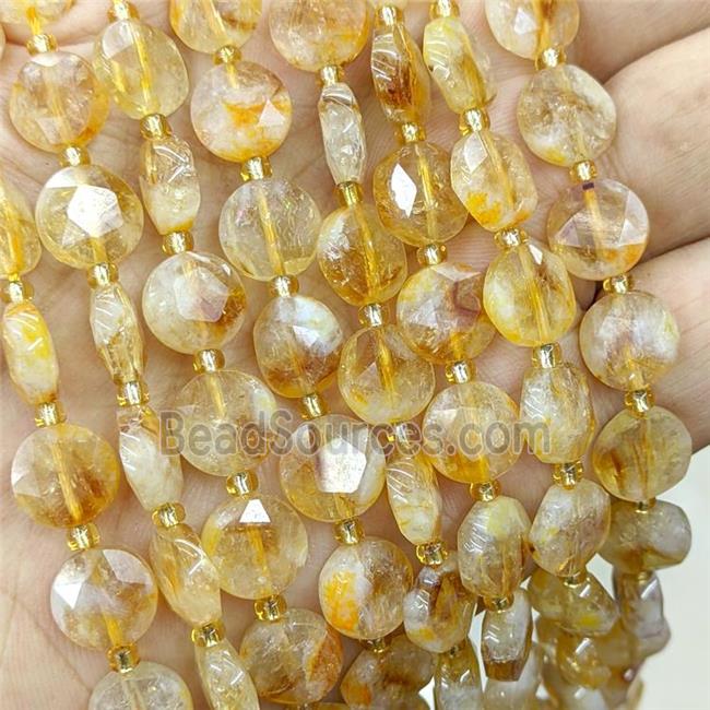 Natural Golden Citrine Beads Faceted Coin Flat Round