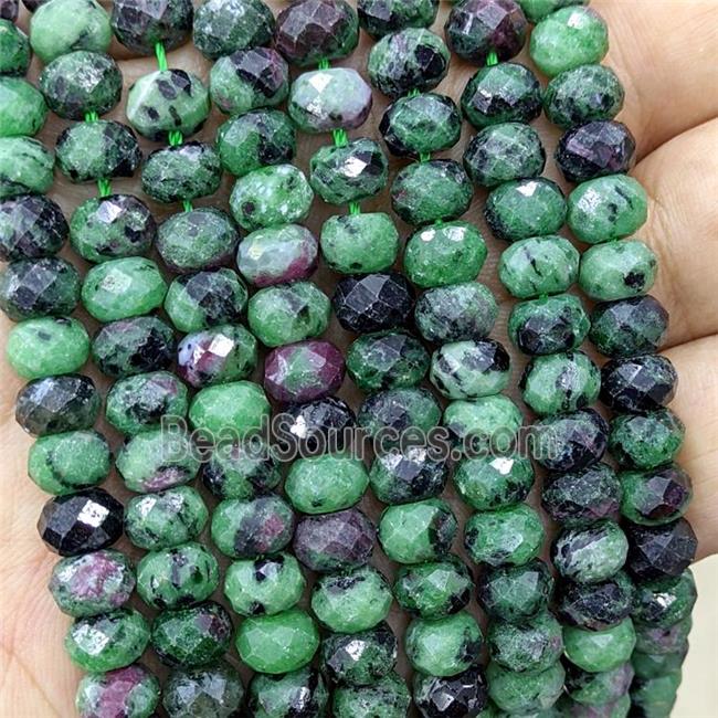 Natural Ruby In Zoisite Beads Green Faceted Rondelle