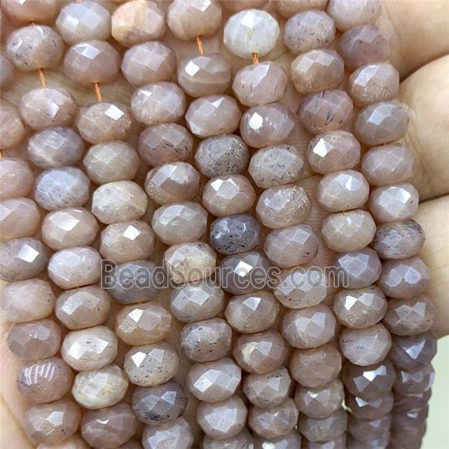 Natural Peach Sunstone Beads Faceted Rondelle