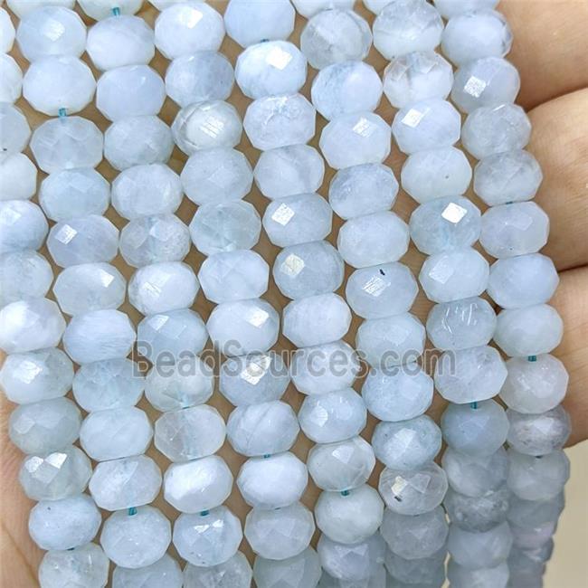 Natural Blue Aquamarine Beads Faceted Rondelle