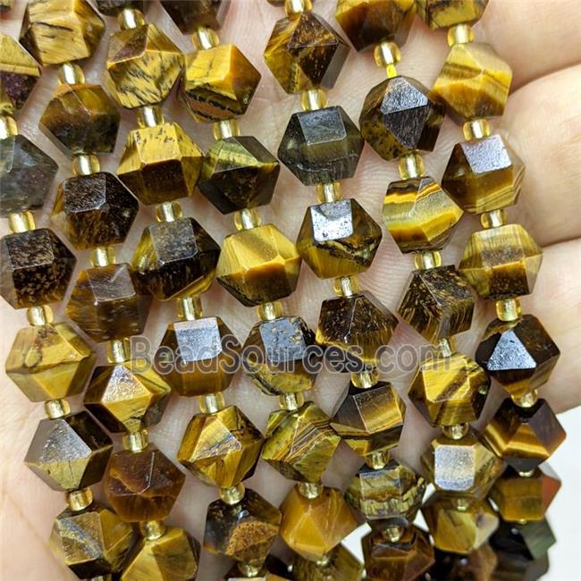 Tiger Eye Stone Beads Yellow Cut Bicone