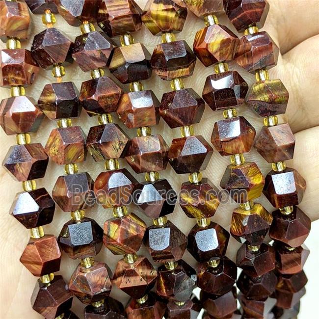 Tiger Eye Stone Beads Red Cut Bicone