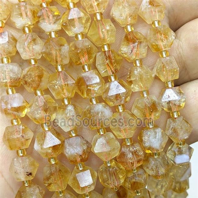 Natural Citrine Beads Golden Cut Bicone