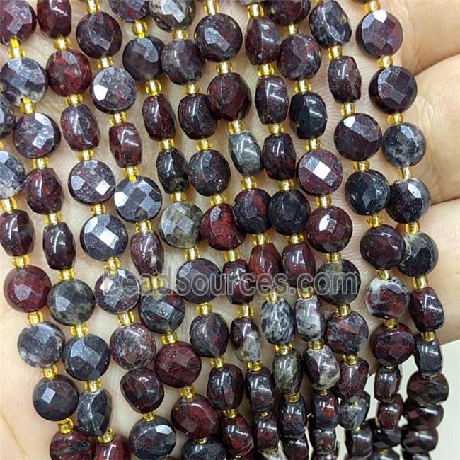 Natural Poppy Jasper Beads Faceted Coin