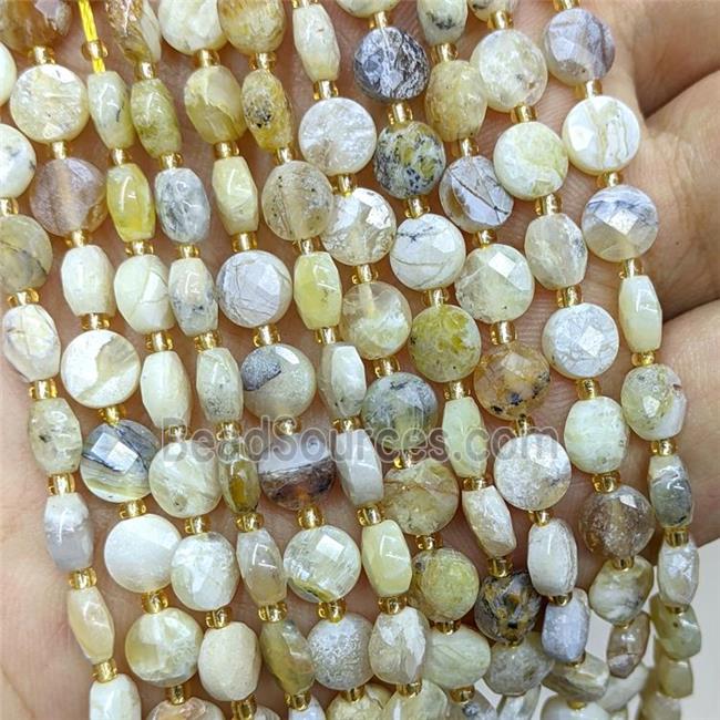 Natural Yellow Opal Beads Faceted Coin