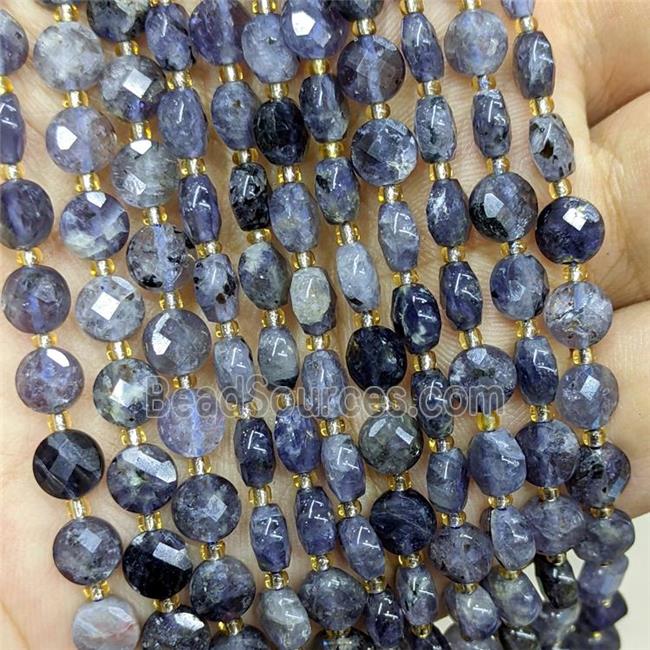 Natural Iolite Beads Blue Faceted Coin