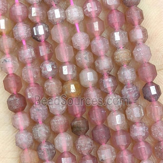 Natural Pink Strawberry Quartz Beads Prism