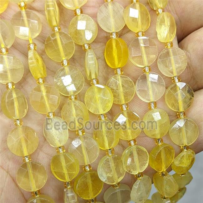 Natural Lemon Quartz Beads Yellow Faceted Coin