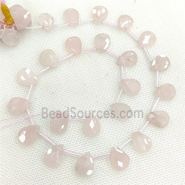 Natural Pink Rose Quartz Beads Faceted Teardrop Topdrilled