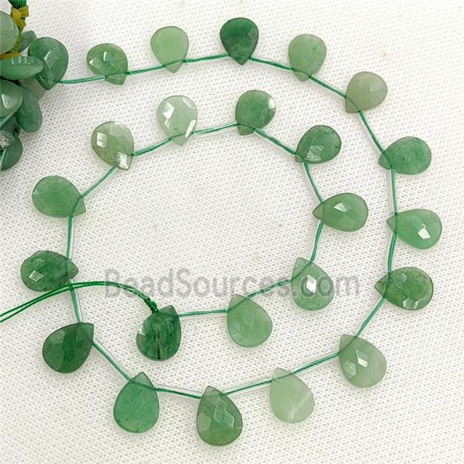 Natural Green Strawberry Quartz Beads Faceted Teardrop Topdrilled