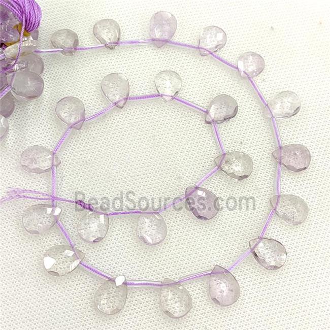 Natural Amethyst Beads Lt.purple Faceted Teardrop Topdrilled