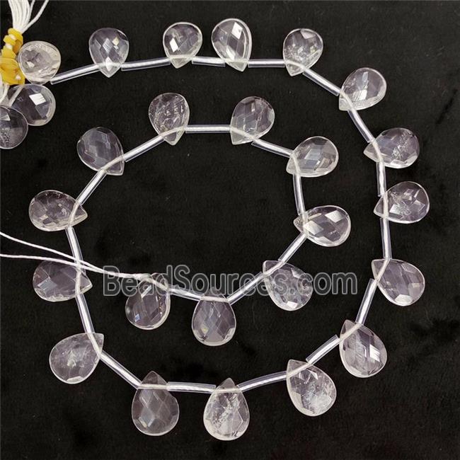 Natural Clear Quartz Beads Faceted Teardrop Topdrilled