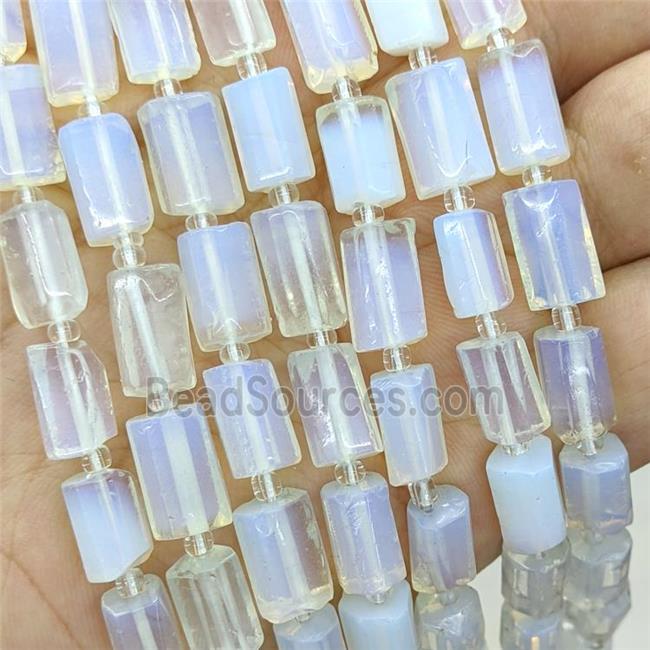 White Opalite Tube Beads