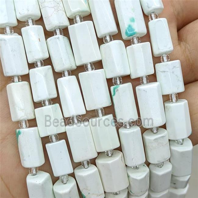 White Howlite Turquoise Tube Beads