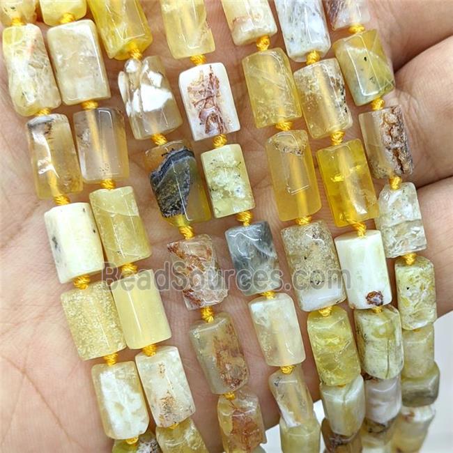 Natural Yellow Opal Tube Beads