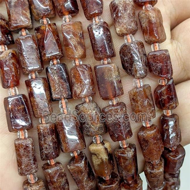 Natural Orange Garnet Tube Beads