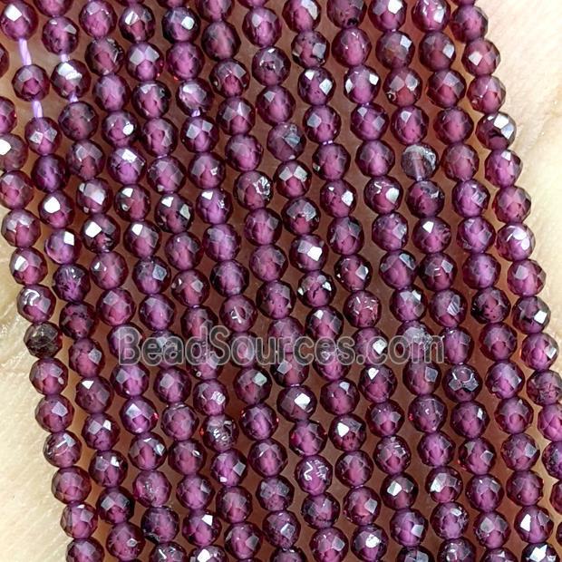 Natural Garnet Beads Purple Faceted Round Pony