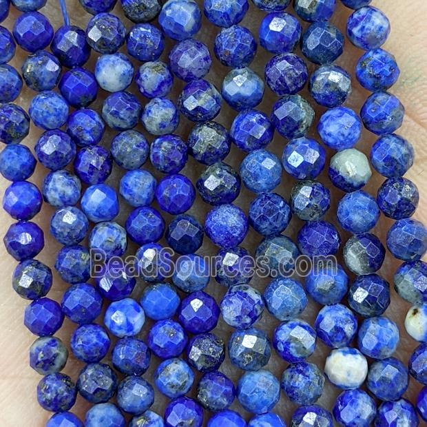 Natural Lapis Lazuli Beads Faceted Round Pony Blue