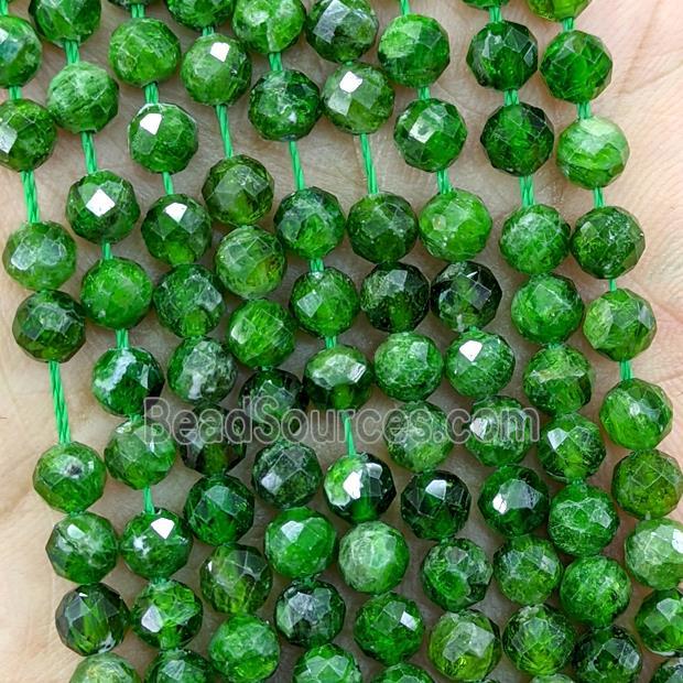 Natural Green Diopside Beads Faceted Round B-Grade