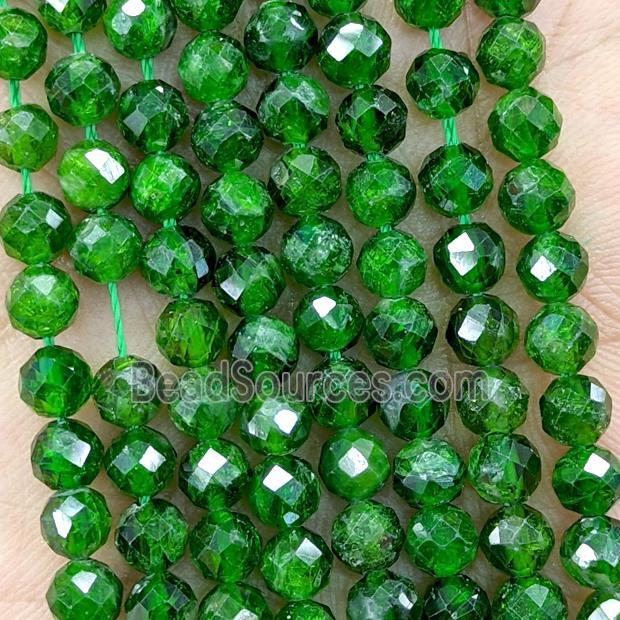 Natural Green Diopside Beads Faceted Round A-Grade