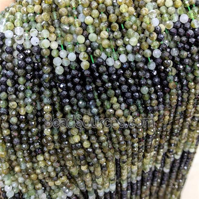 Natural Tourmaline Beads Green Faceted Round