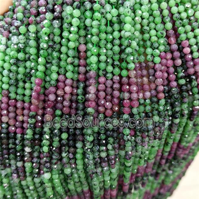 Natural Zoisite Beads Green Pink Faceted Round