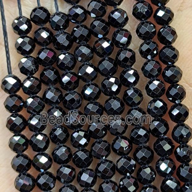 Natural Black Spinel Beads Faceted Round