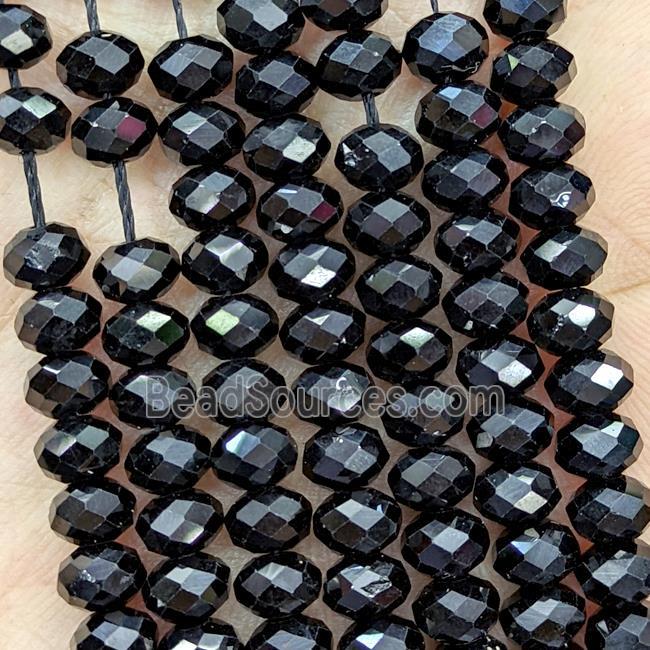 Natural Black Spinel Beads Faceted Rondelle