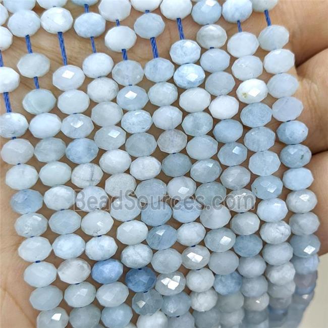 Natural Aquamarine Beads Blue Faceted Rondelle