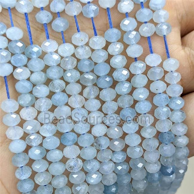 Natural Blue Aquamarine Beads Faceted Rondelle