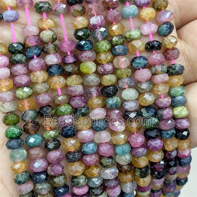 Natural Multicolor Tourmaline Beads Faceted Rondelle