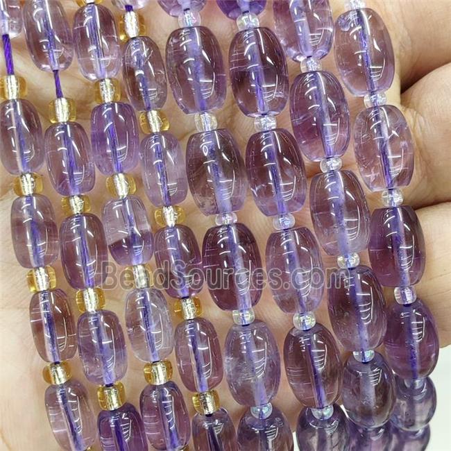 Natural Purple Amethyst Barrel Beads