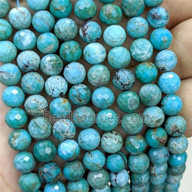 Natural Chinese Turquoise Beads Blue Faceted Round