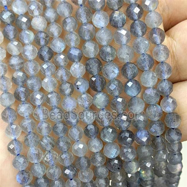 Natural Labradorite Beads Gray Faceted Round