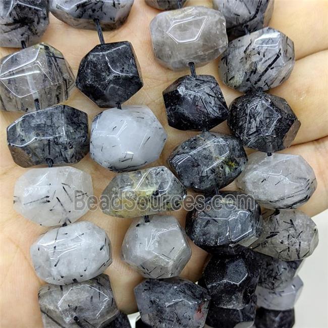 Natural Black Rutilated Quartz Nugget Beads Freeform