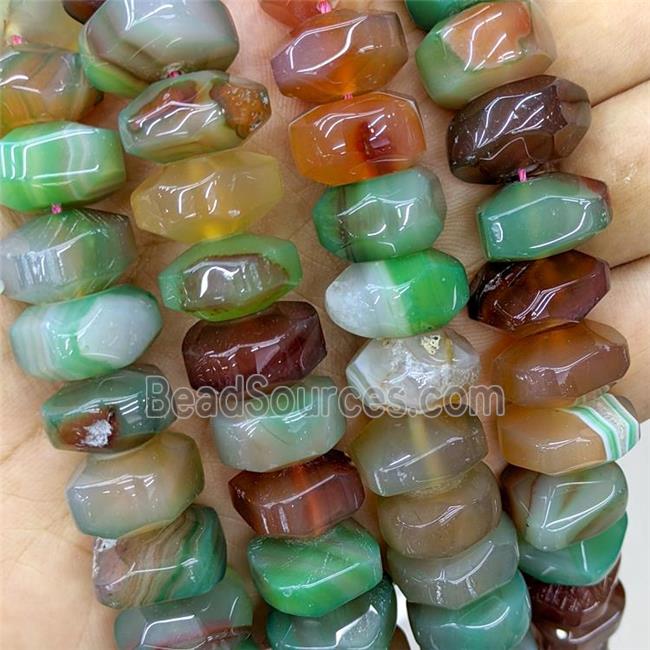 Natural Agate Beads Green Red Dye Faceted Rondelle