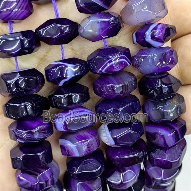 Natural Stripe Agate Beads Purple Dye Banded Faceted Rondelle