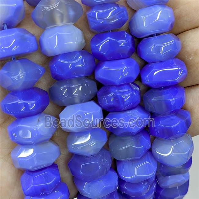 Natural Agate Beads Blue Dye Faceted Rondelle