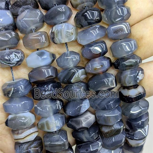 Natural Stripe Agate Beads Gray Dye Banded Faceted Rondelle