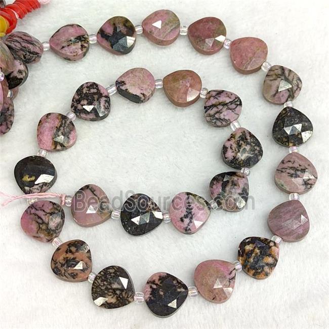 Natural Chinese Rhodonite Beads Pink Faceted Teardrop