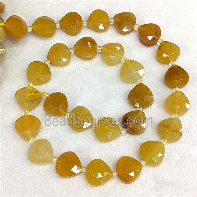 Natural Yellow Aventurine Teardrop Beads Faceted