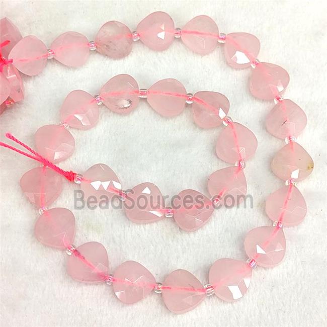 Natural Pink Rose Quartz Beads Faceted Teardrop