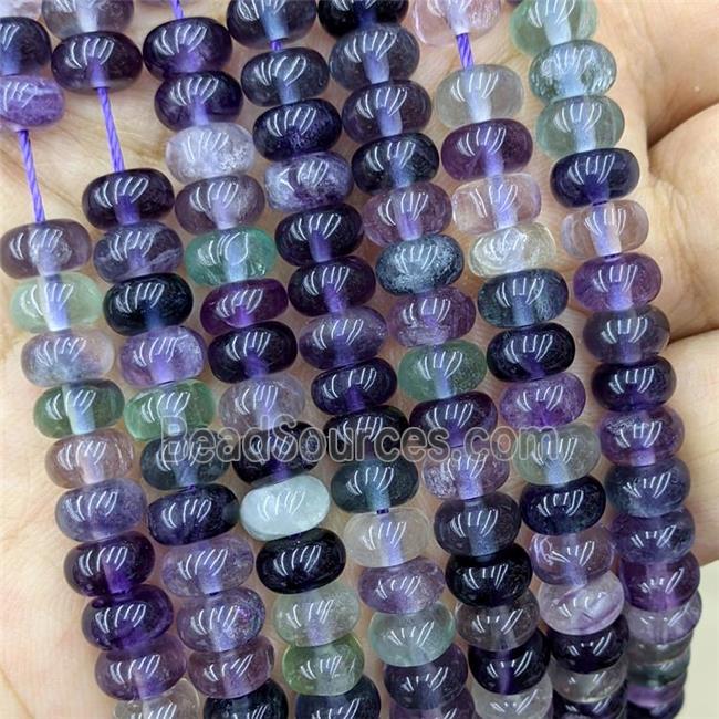 Natural Fluorite Beads Multicolor Smooth Rondelle