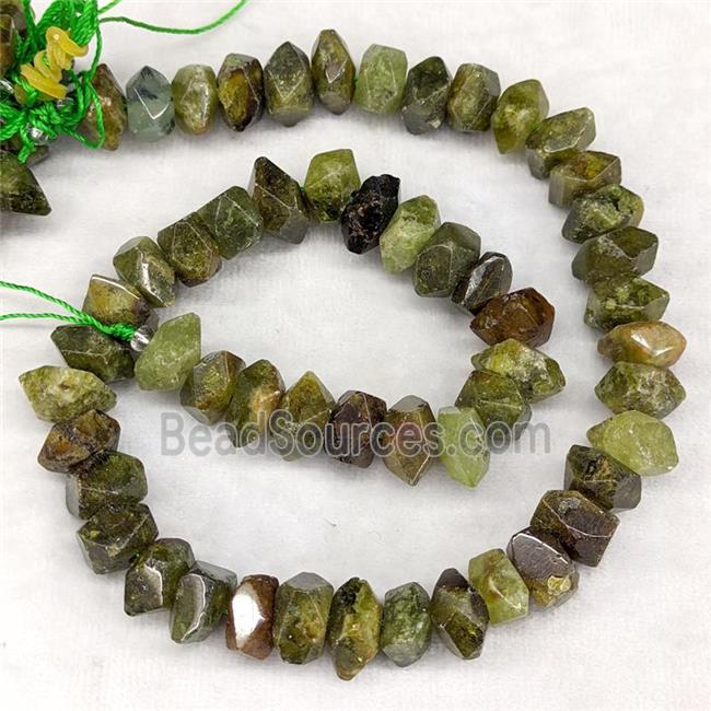 Natural Green Garnet Beads Faceted Square